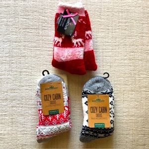 CuddlDuds and Cozy Cabin Winter Socks, New With Tags NWT, Set of 3